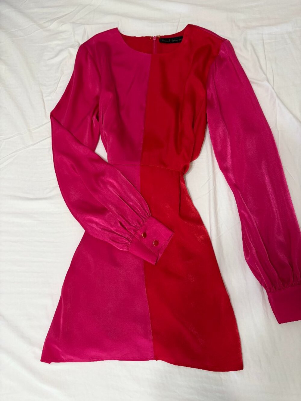 House of Harlow 1960 Pink & Red Satin Colorblock Mini Dress